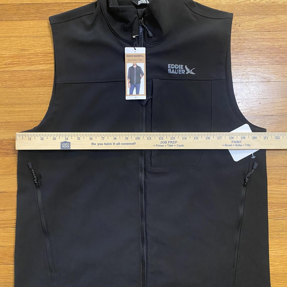 Eddie Bauer Softshell Vest Mens Small Black Full Zip Zip Pockets Outdoor EB00968 - Picture 7 of 11